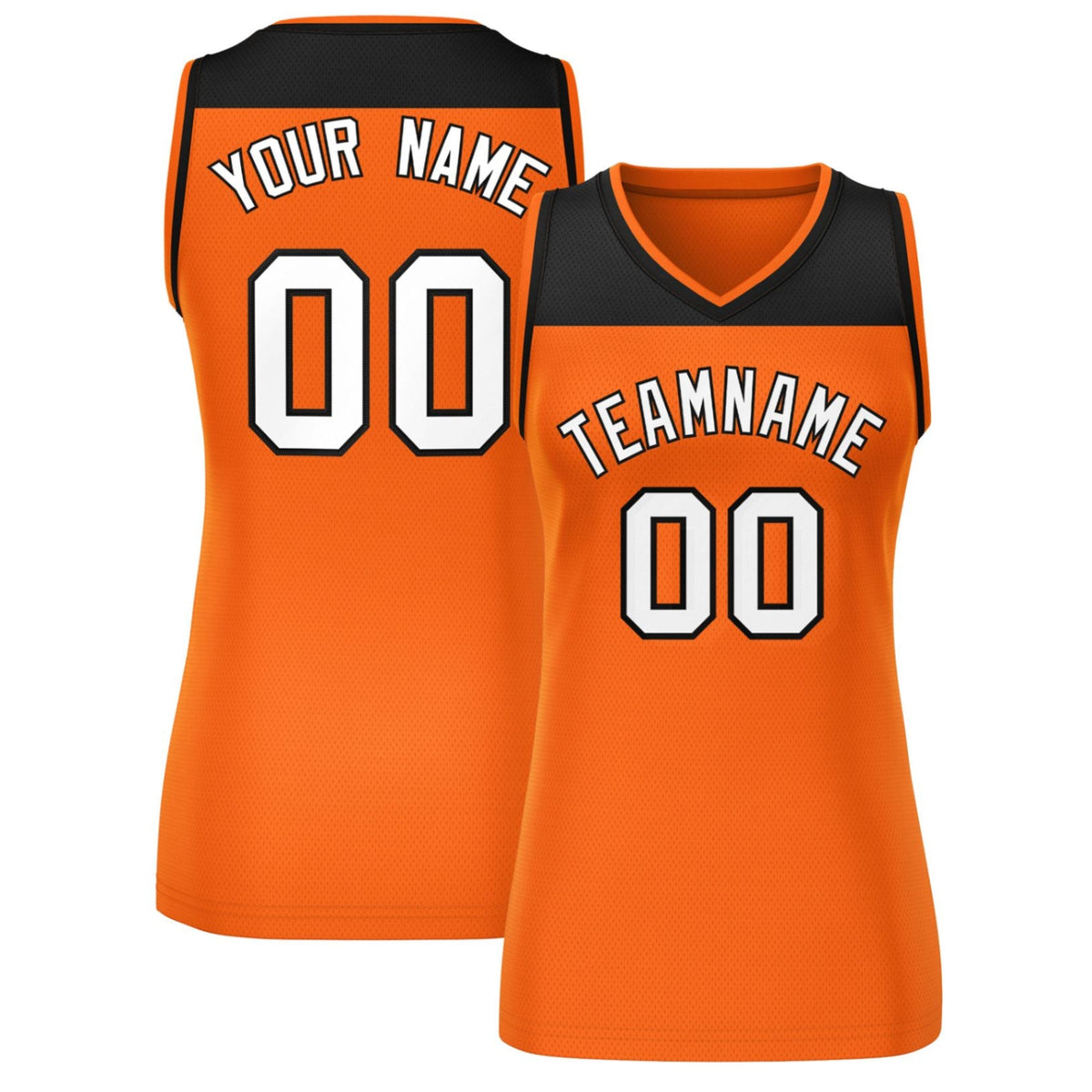 Custom Black Orange Color Block Fashion Tops Mesh Basketball Jersey For Women