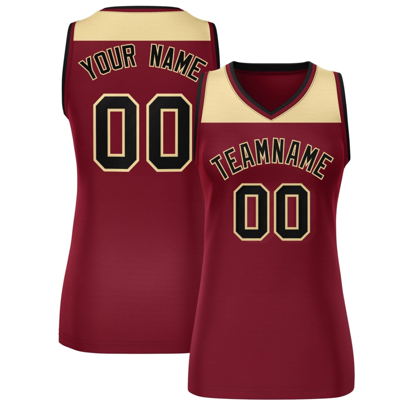 Custom Khaki Crimson Color Block Fashion Tops Mesh Basketball Jersey For Women