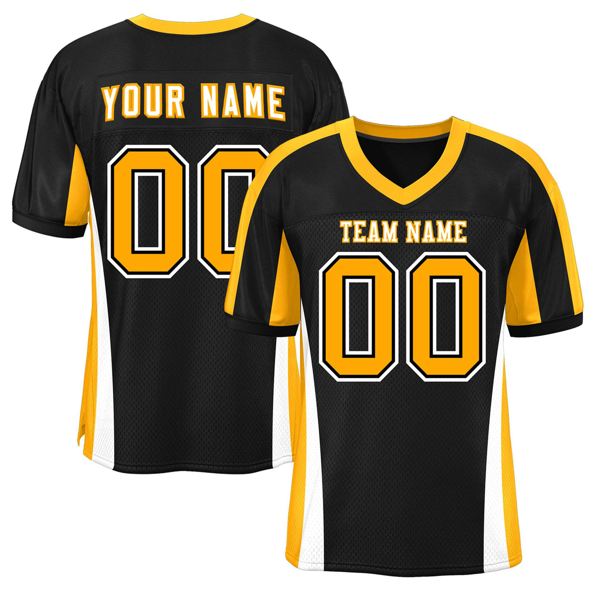 Custom Black Color Block Mesh Authentic Football Jersey