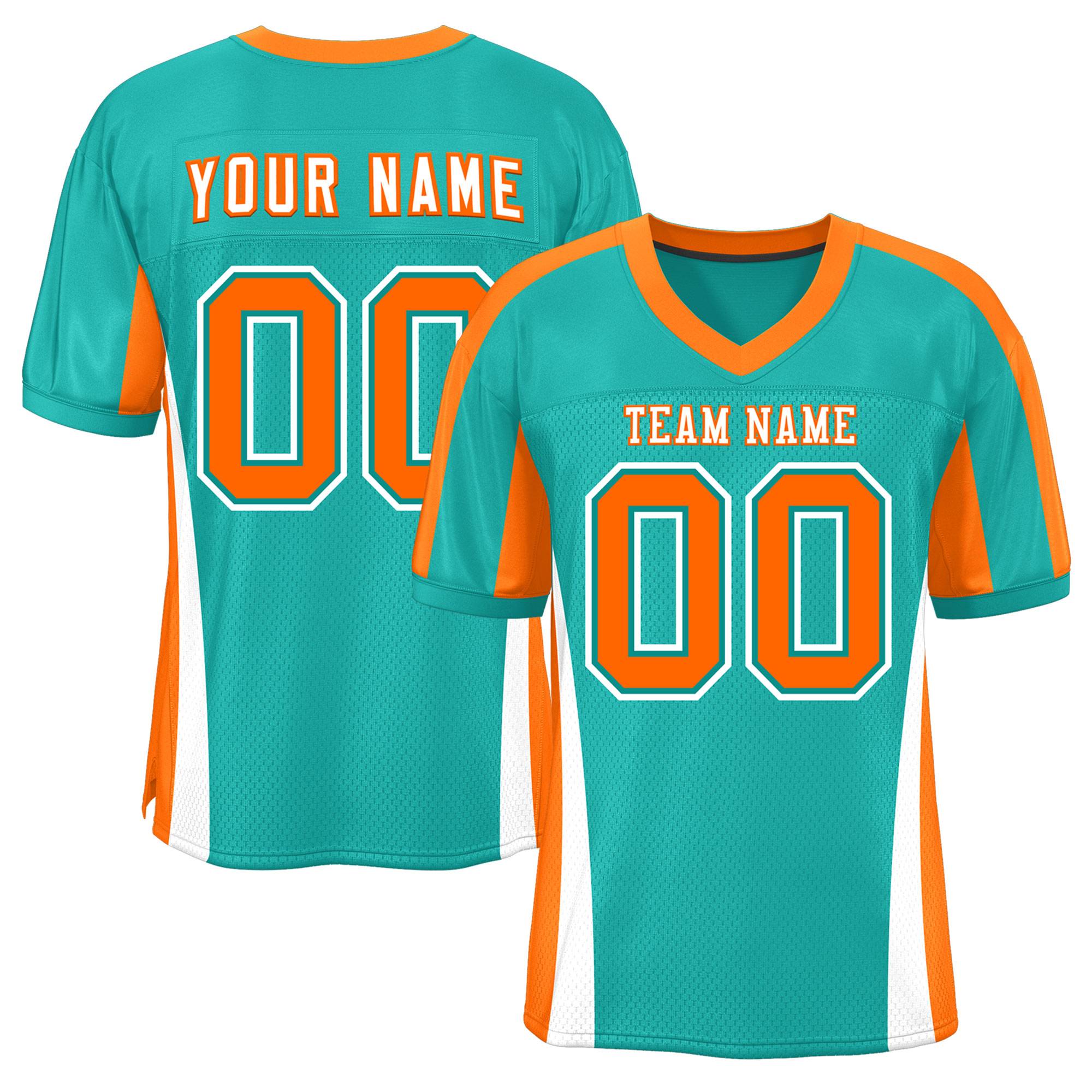 Custom Aqua Color Block Mesh Authentic Football Jersey