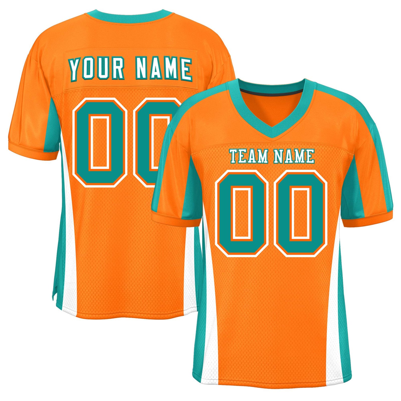 Custom Orange Color Block Mesh Authentic Football Jersey
