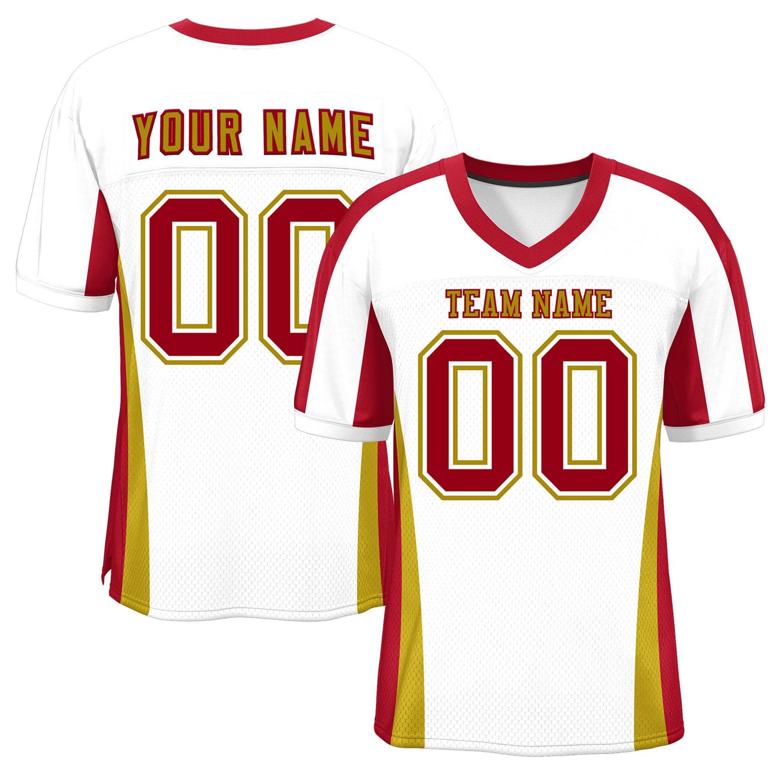 Custom White Color Block Mesh Authentic Football Jersey
