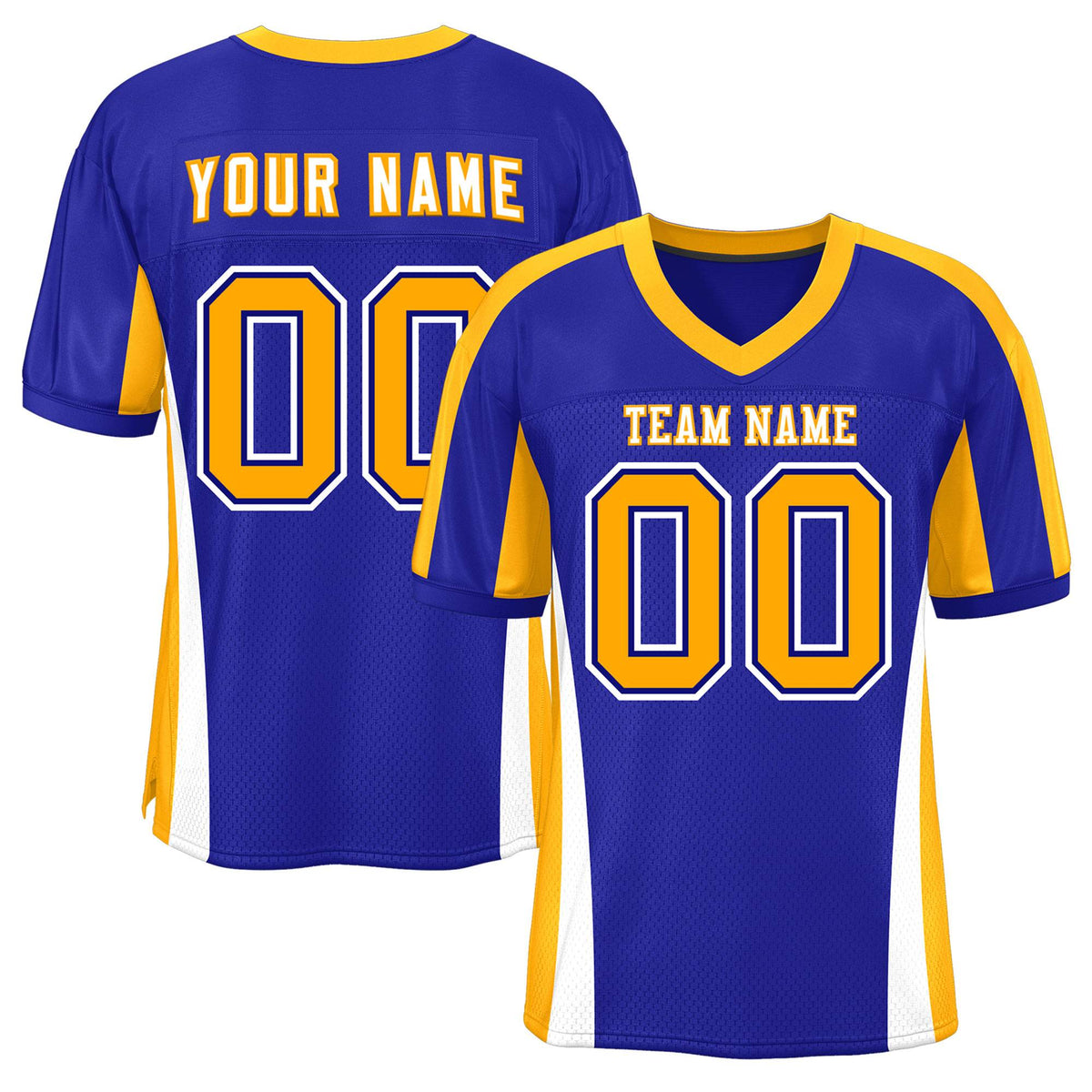 Custom Royal Color Block Mesh Authentic Football Jersey