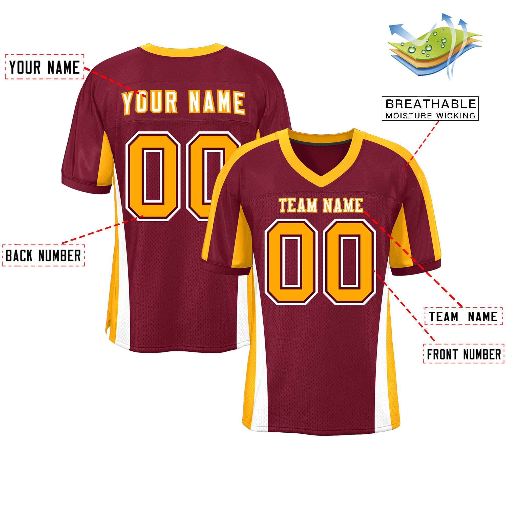 Custom Cardinal Color Block Mesh Authentic Football Jersey