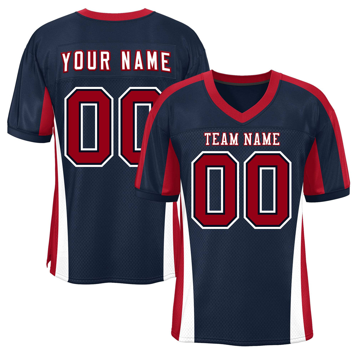 Custom Navy Color Block Mesh Authentic Football Jersey