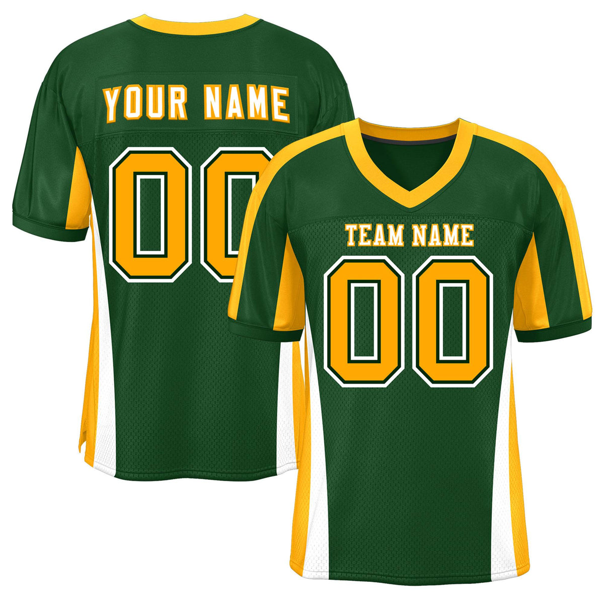 Custom Green Color Block Mesh Authentic Football Jersey