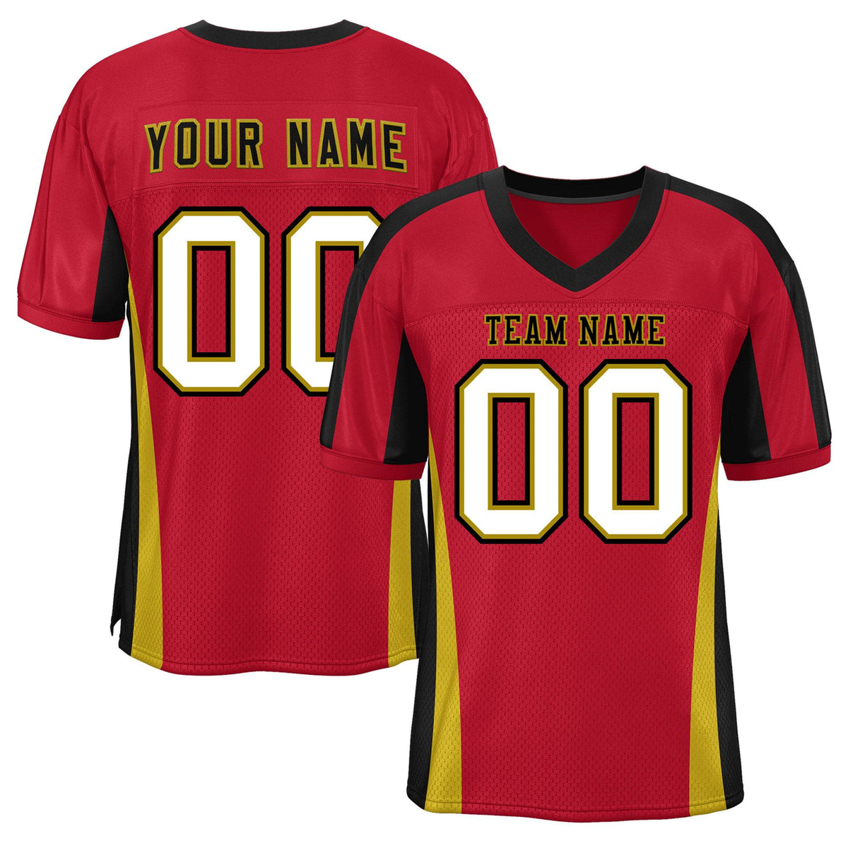 Custom Red Color Block Mesh Authentic Football Jersey