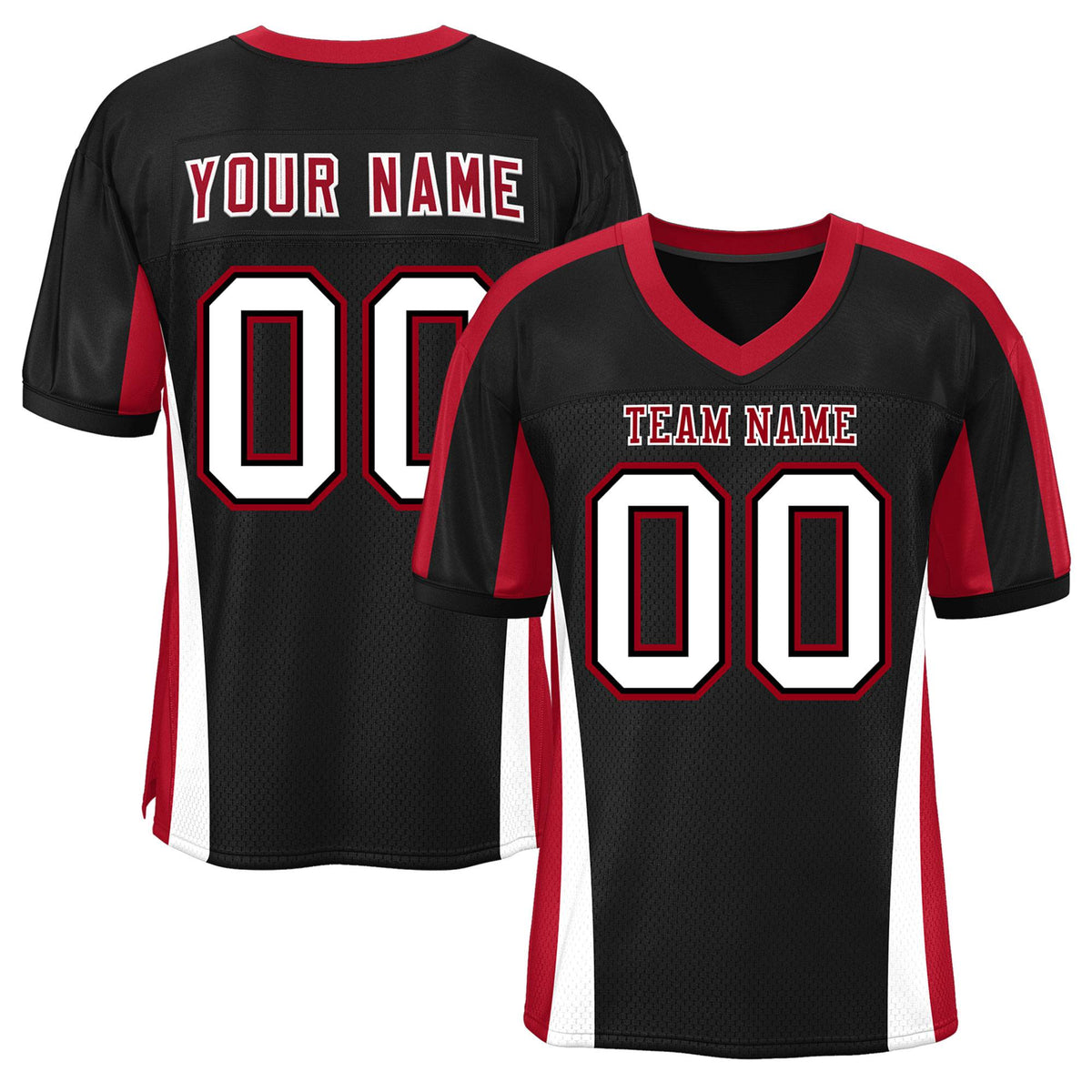 Custom Black Color Block Mesh Authentic Football Jersey