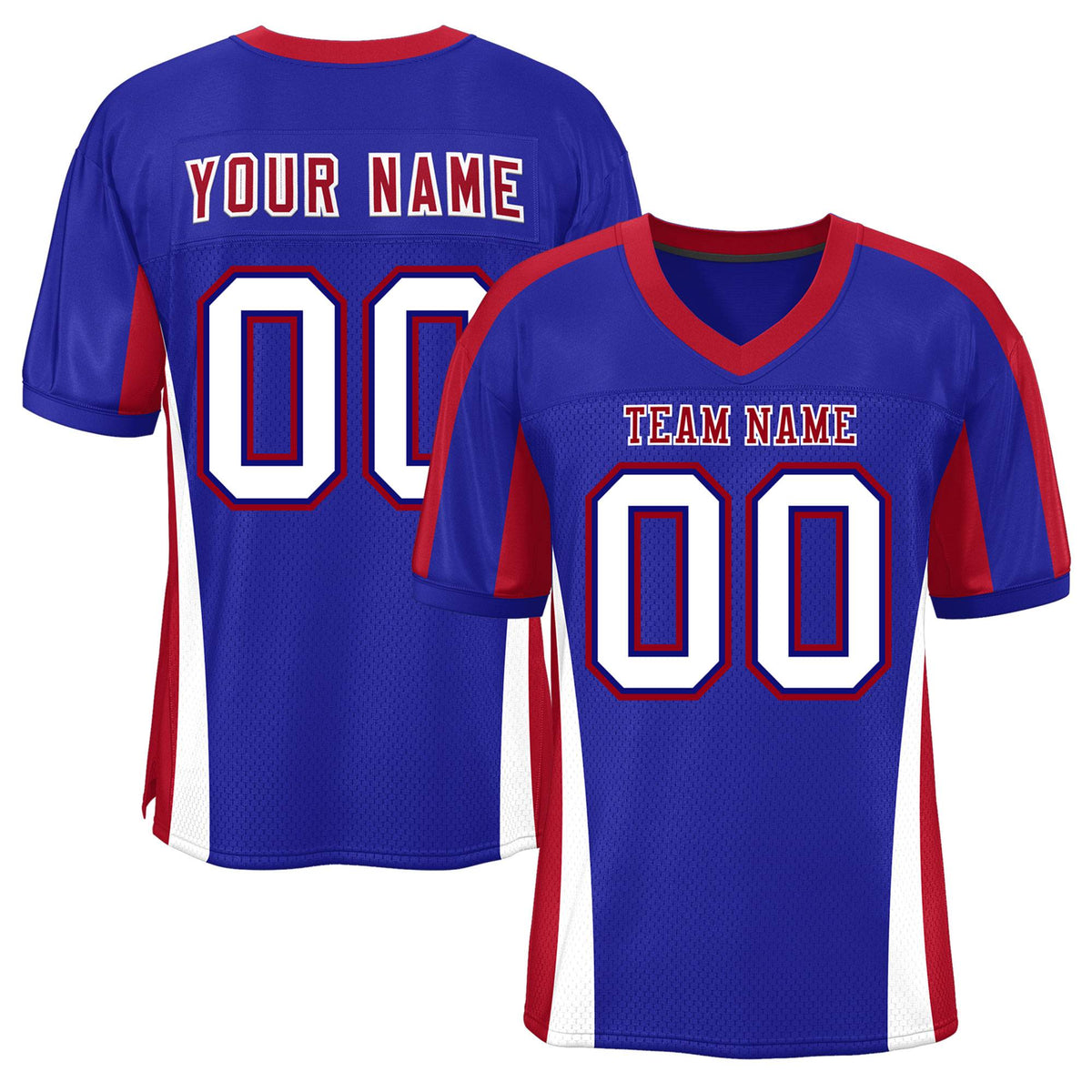 Custom Royal Color Block Mesh Authentic Football Jersey