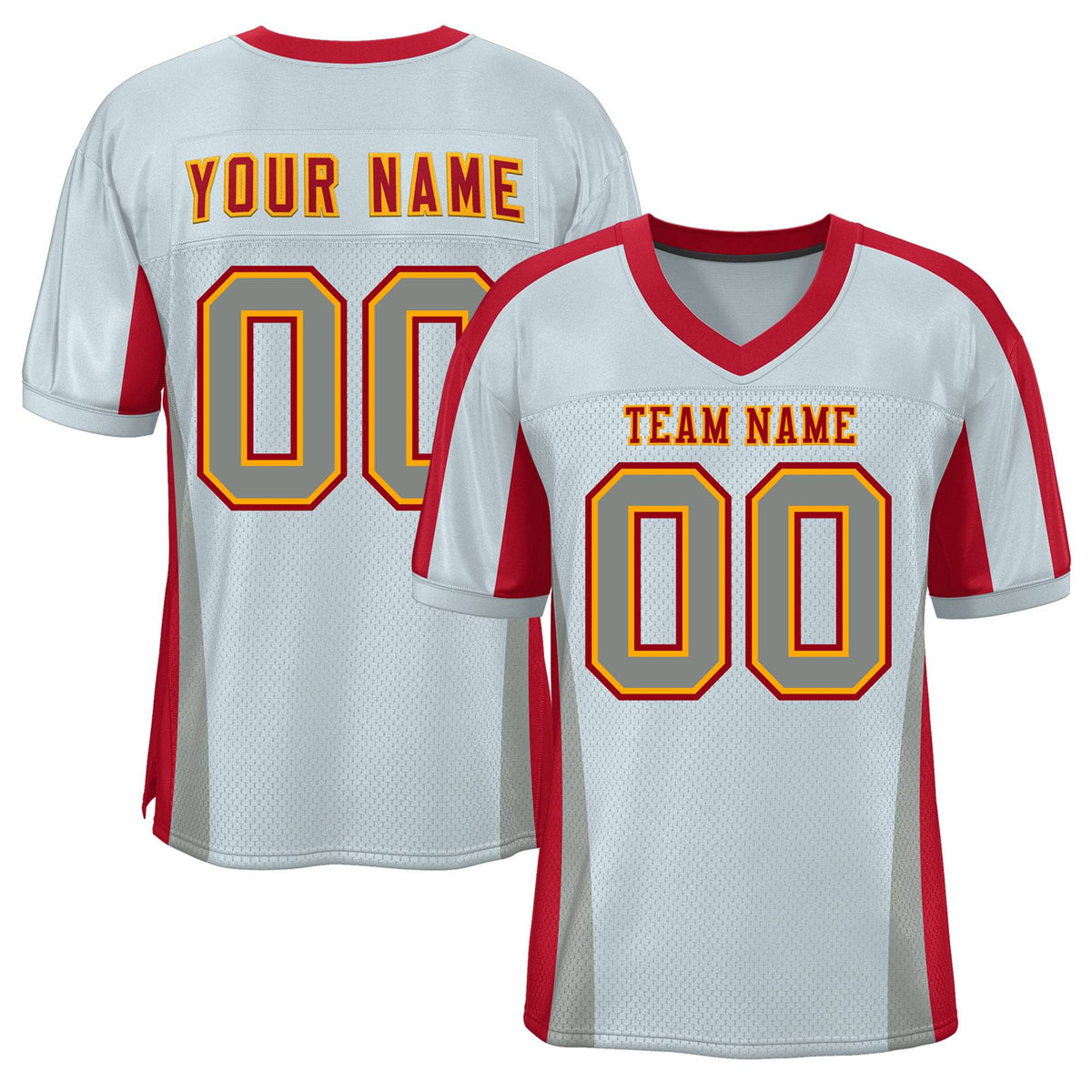 Custom Gray Color Block Mesh Authentic Football Jersey
