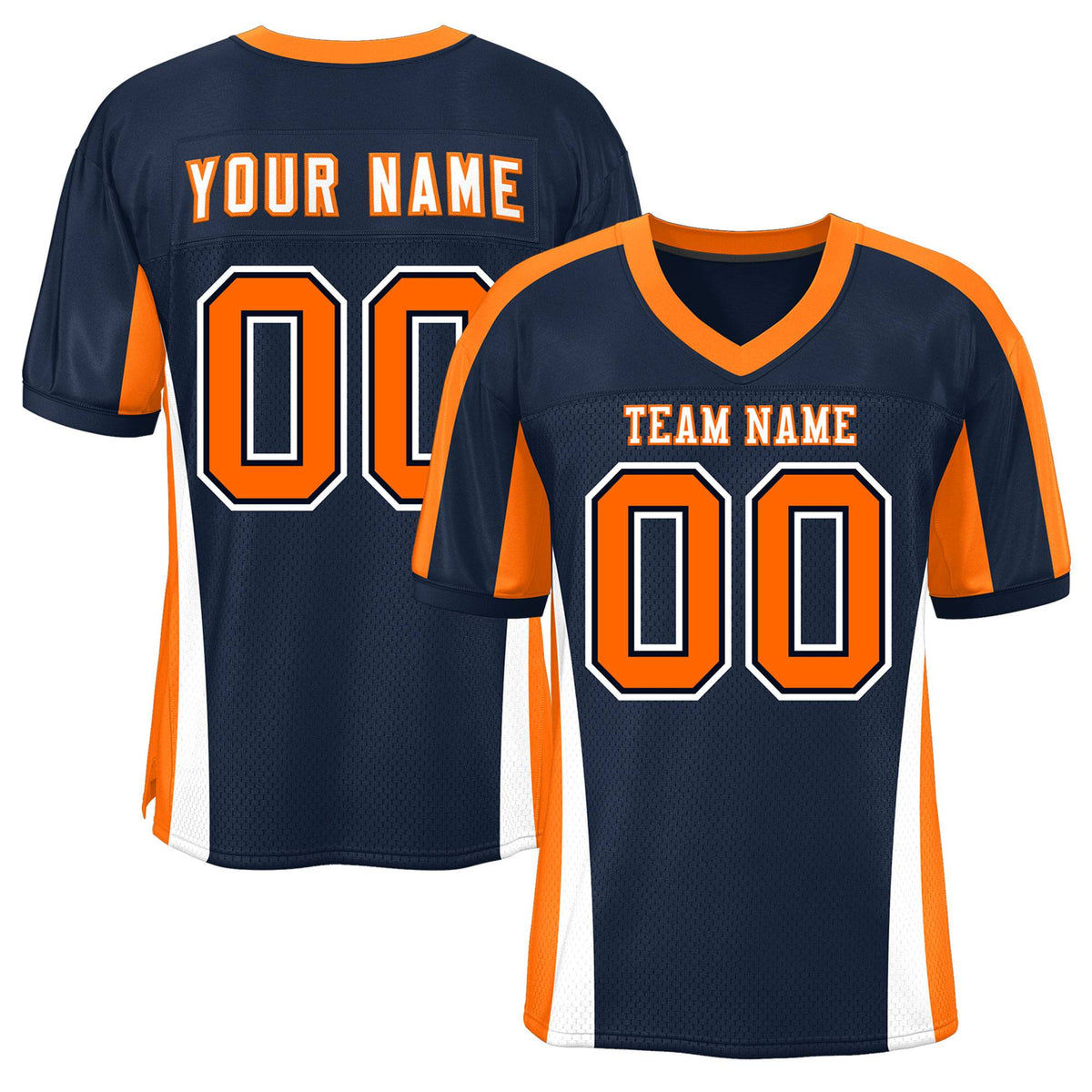 Custom Navy Color Block Mesh Authentic Football Jersey
