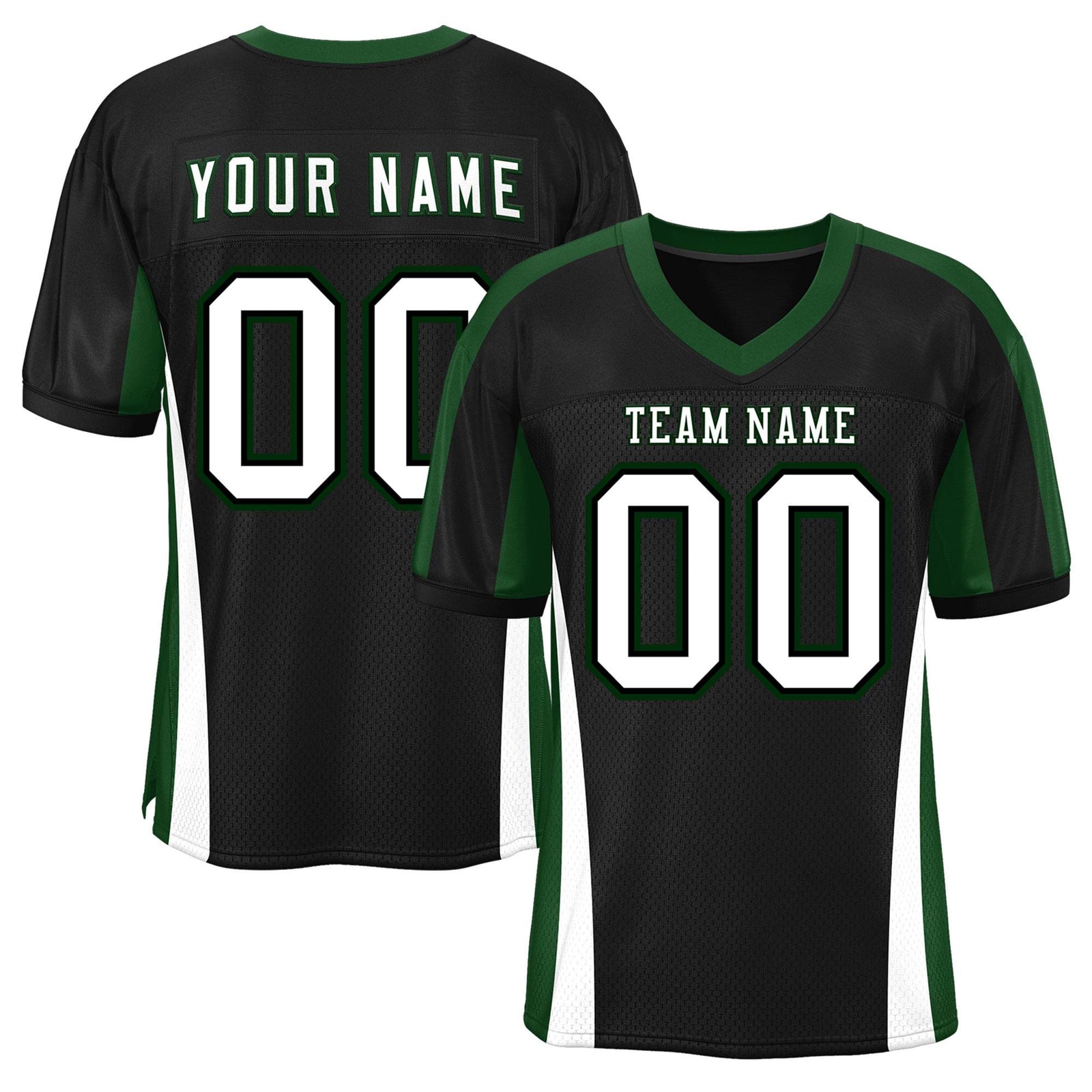 Custom Black Color Block Mesh Authentic Football Jersey
