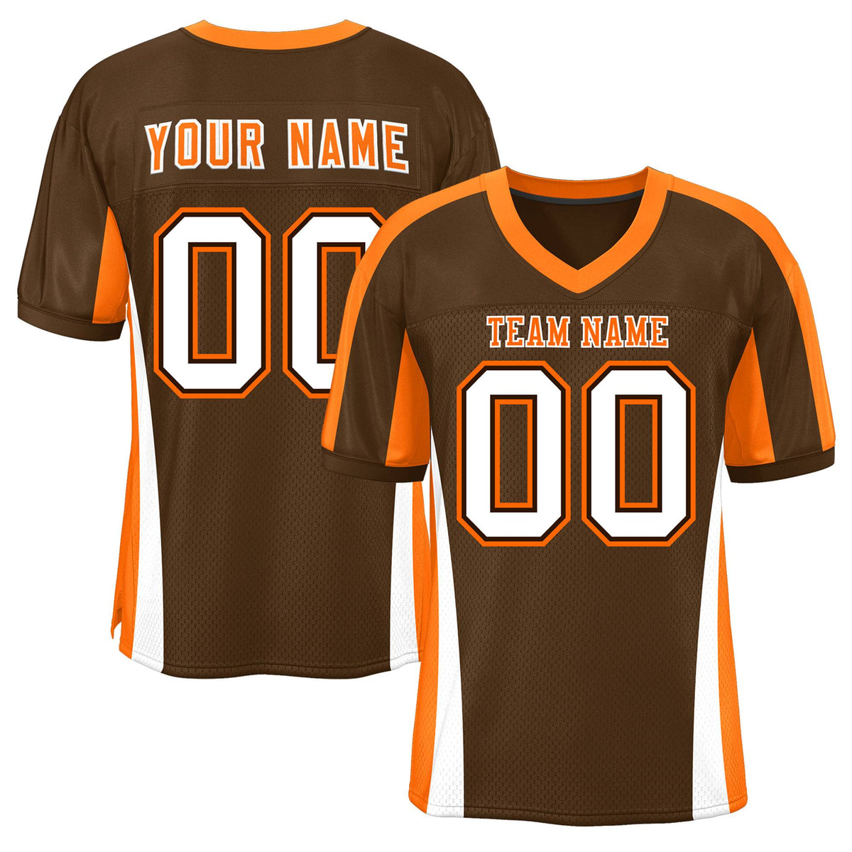 Custom Brown Color Block Mesh Authentic Football Jersey