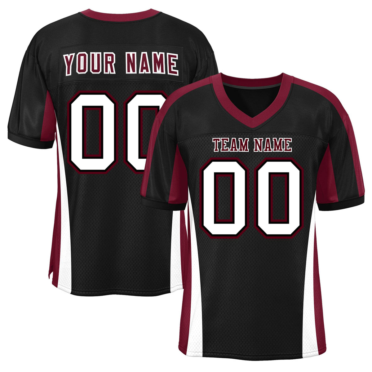 Custom Black Color Block Mesh Authentic Football Jersey