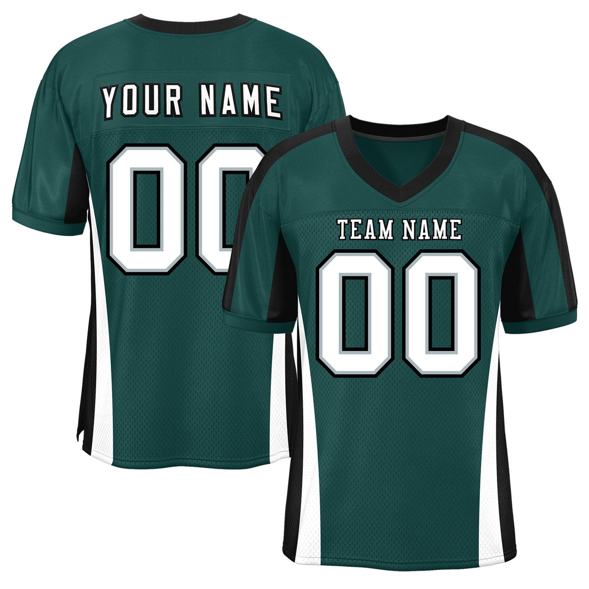 Custom Midnight Green Color Block Mesh Authentic Football Jersey