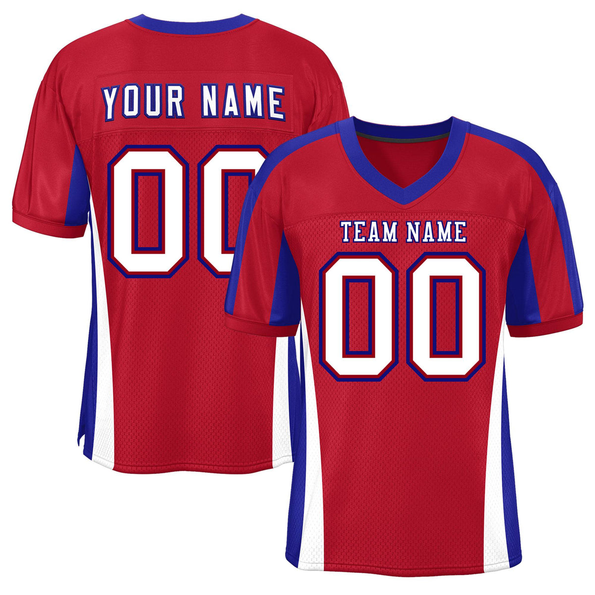 Custom Red Color Block Mesh Authentic Football Jersey