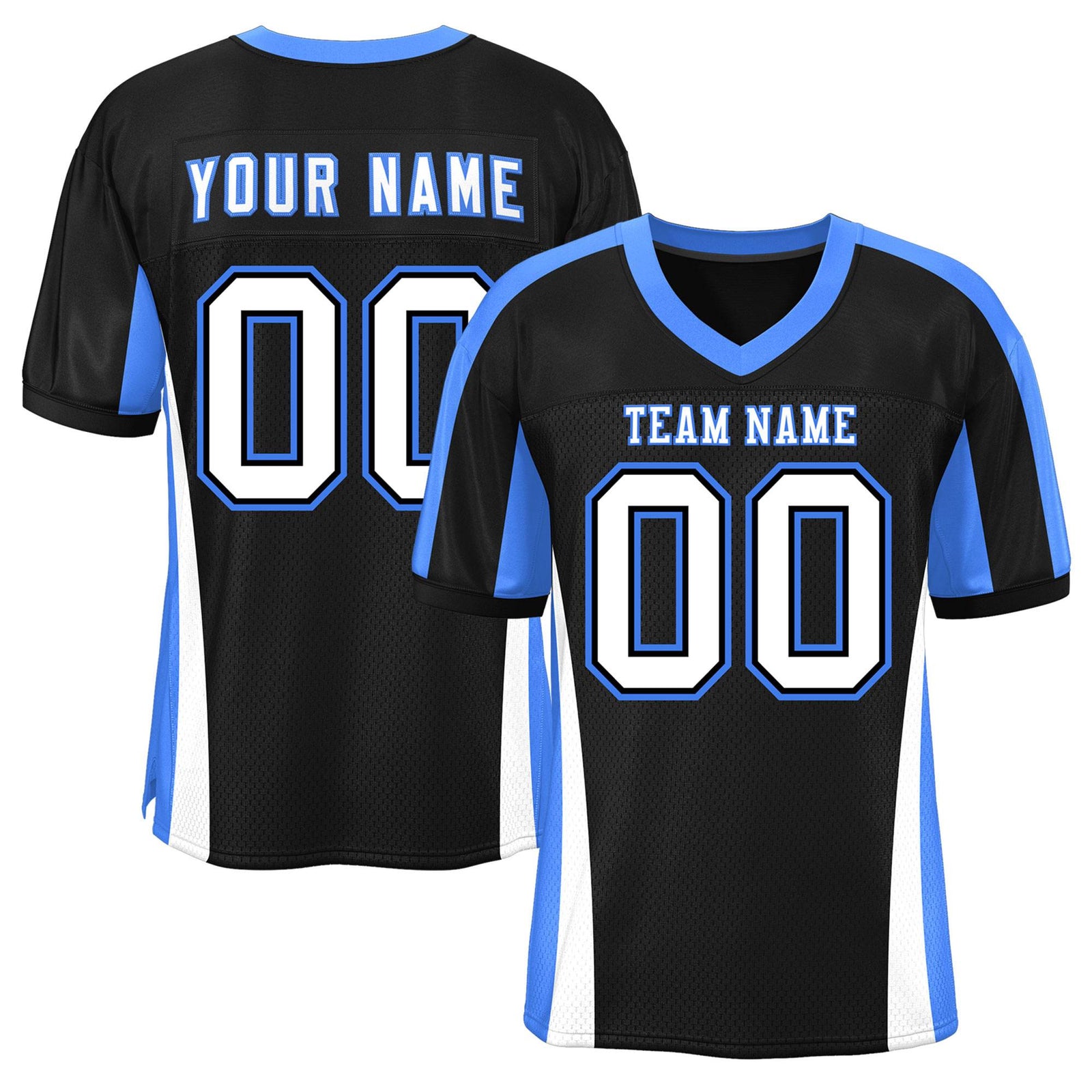 Custom Black Color Block Mesh Authentic Football Jersey