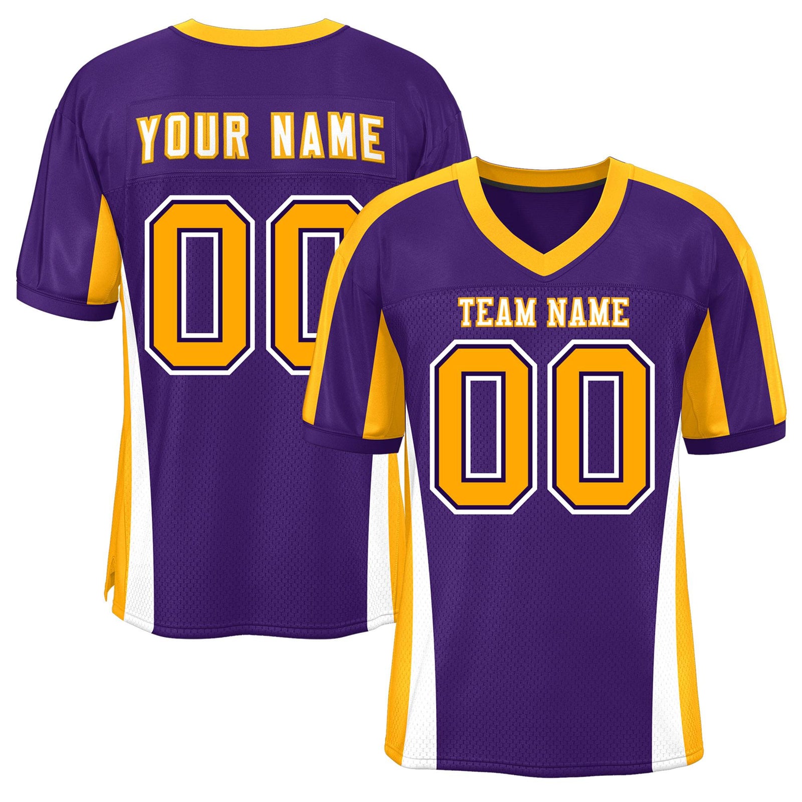 Custom Purple Color Block Mesh Authentic Football Jersey