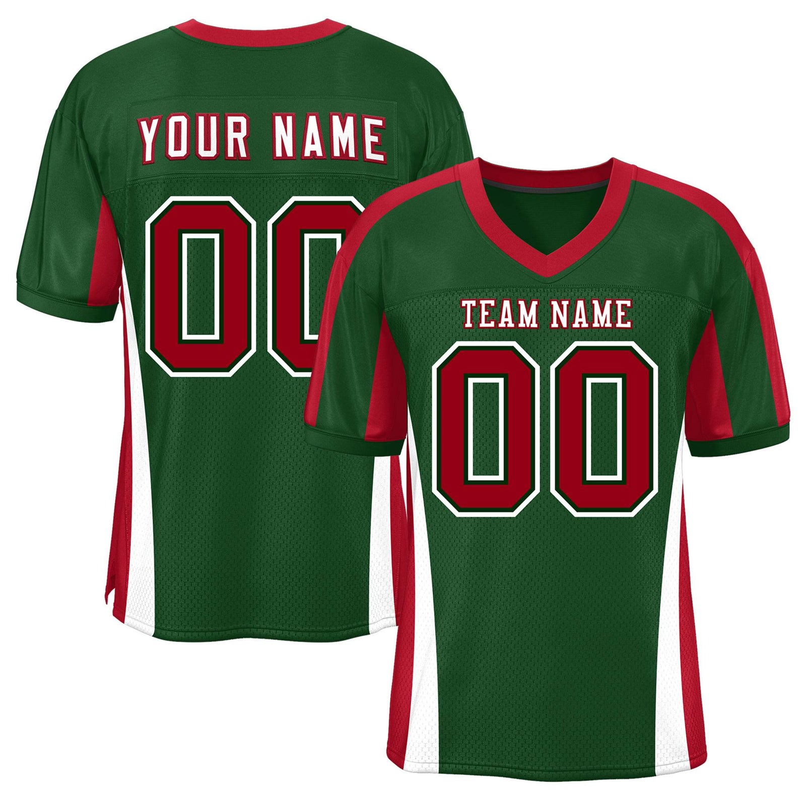 Custom Green Color Block Mesh Authentic Football Jersey