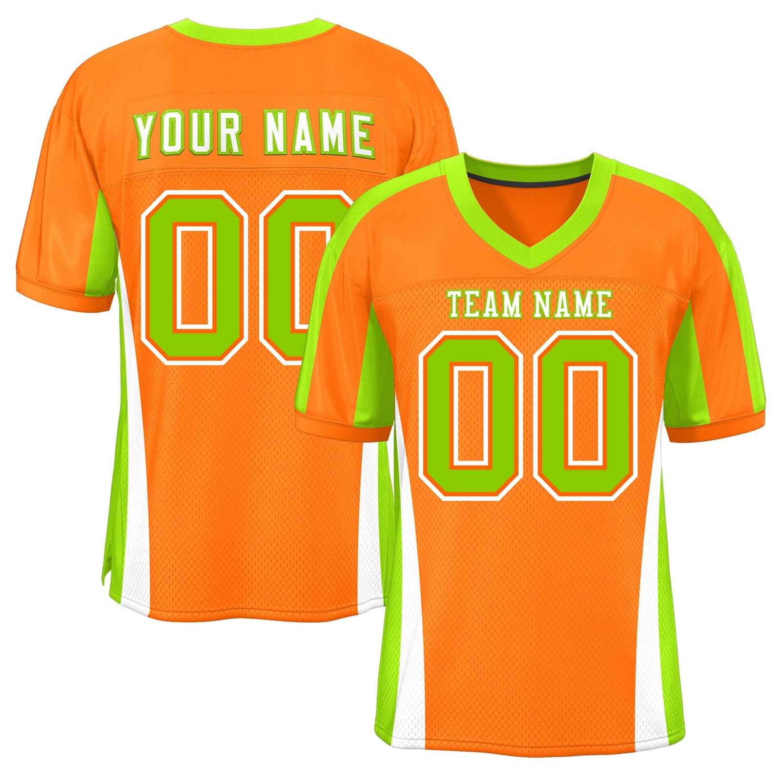 Custom Orange Color Block Mesh Authentic Football Jersey