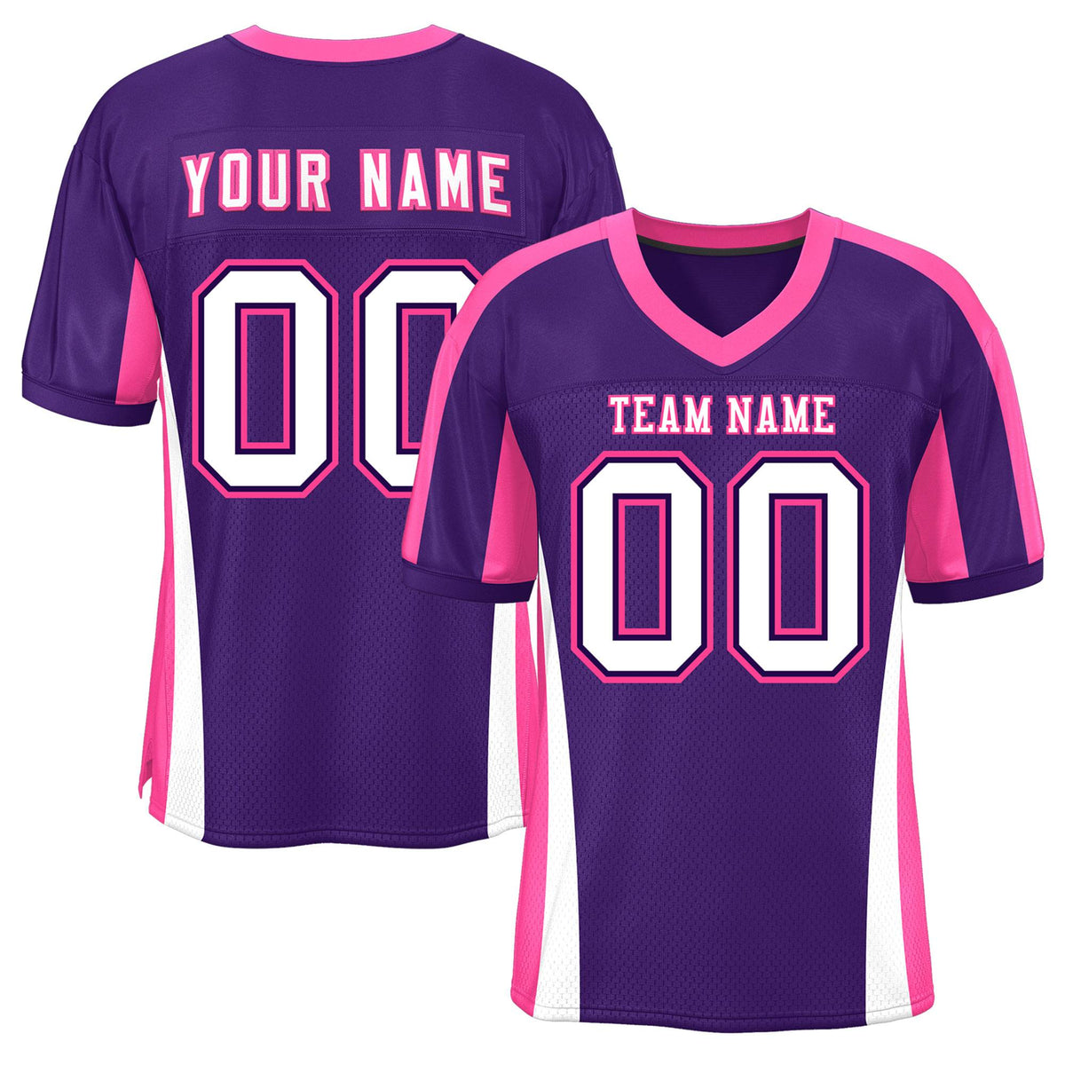 Custom Purple Color Block Mesh Authentic Football Jersey