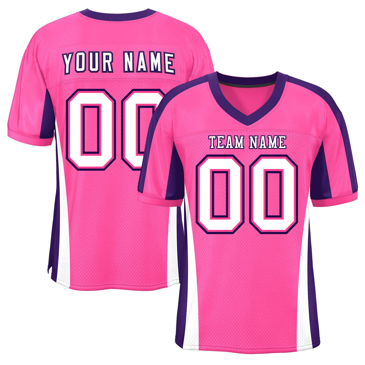 Custom Pink Color Block Mesh Authentic Football Jersey