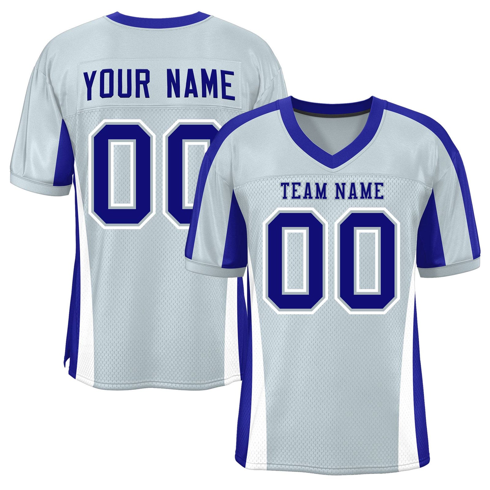 Custom Gray Color Block Mesh Authentic Football Jersey