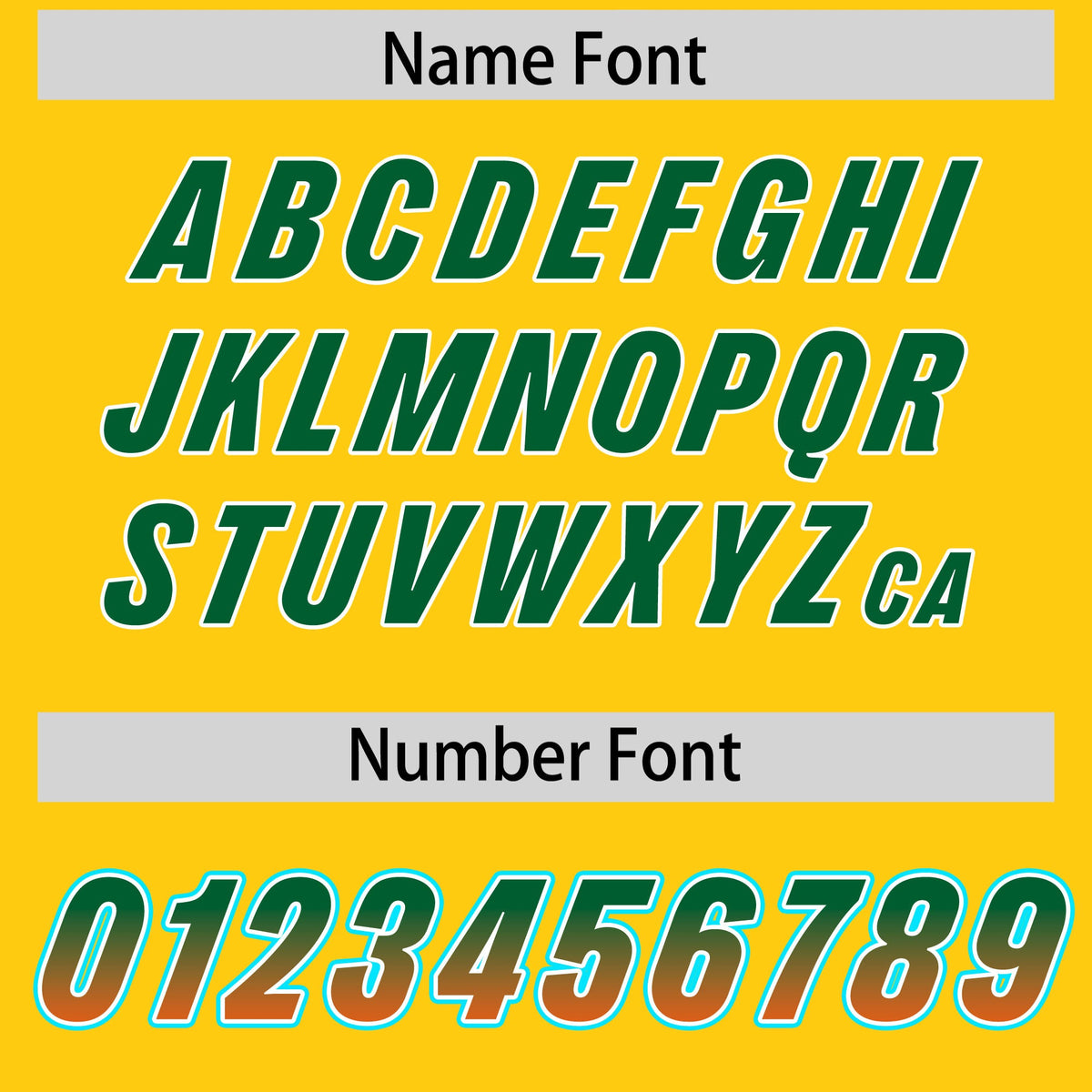 Custom Gold Kelly Green and Orange Sides Gradient Fashion Personalized Team Football Jersey