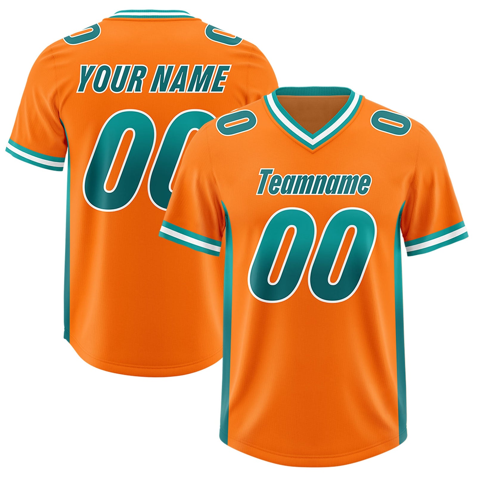 Custom Orange Aqua and Aqua Sides Gradient Fashion Personalized Team Football Jersey