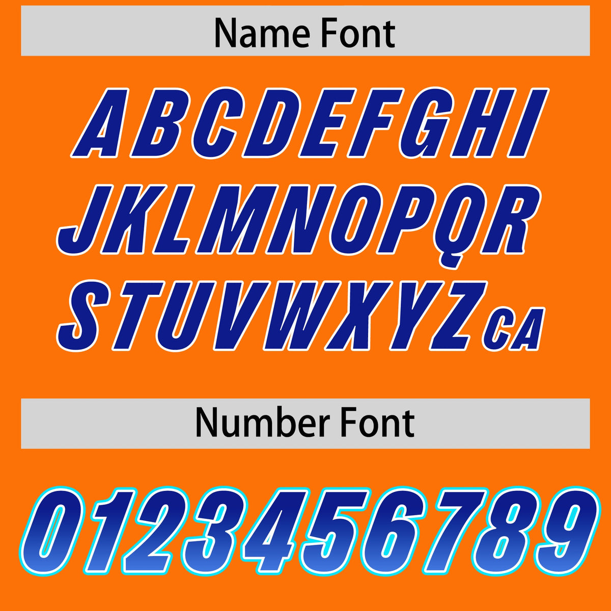 Custom Orange Royal and Powder Blue Sides Gradient Fashion Personalized Team Football Jersey