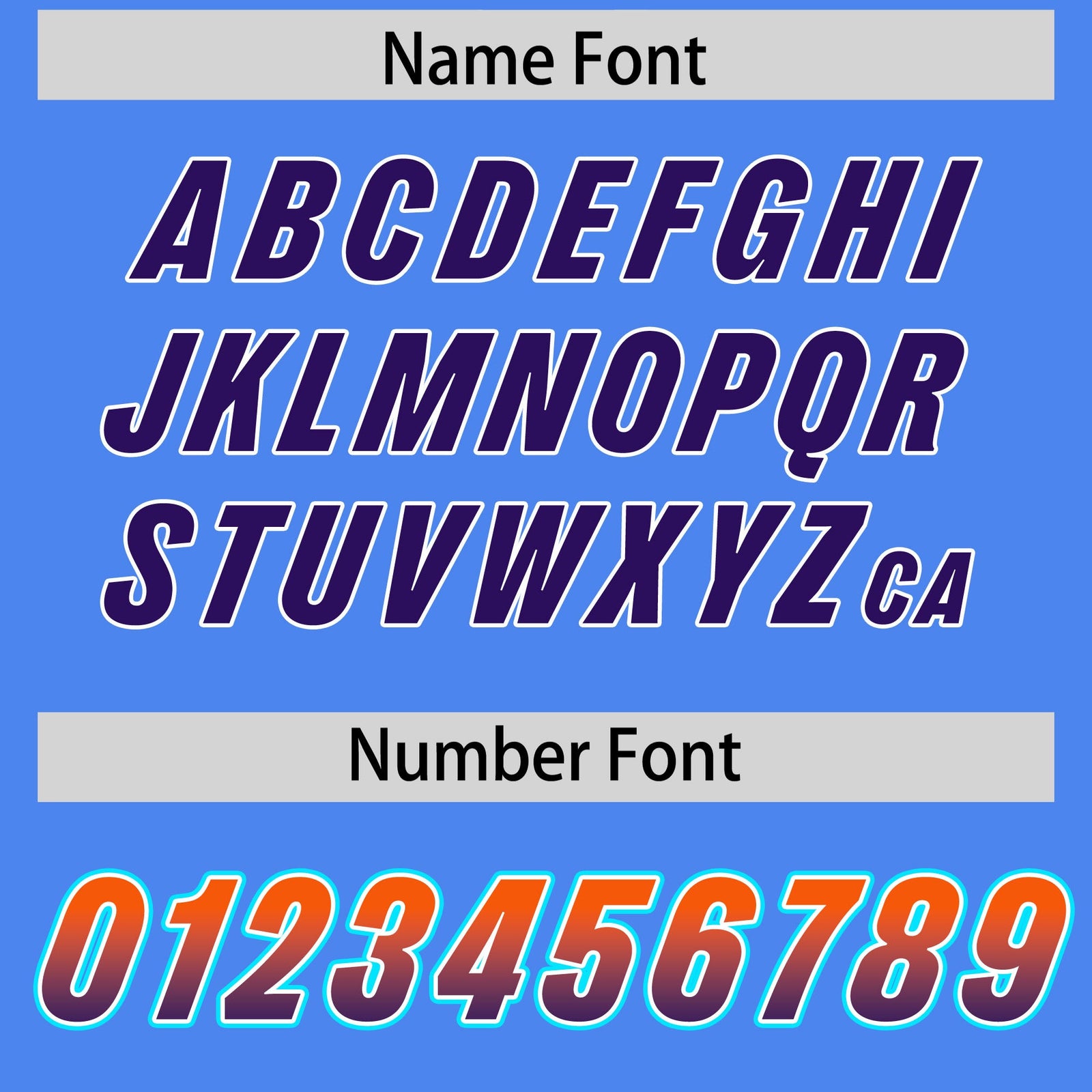 Custom Powder Blue Orange and Purple Sides Gradient Fashion Personalized Team Football Jersey