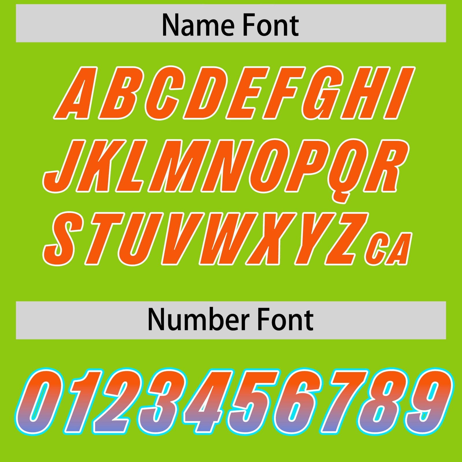 Custom Neon Green Orange and Powder Blue Sides Gradient Fashion Personalized Team Football Jersey