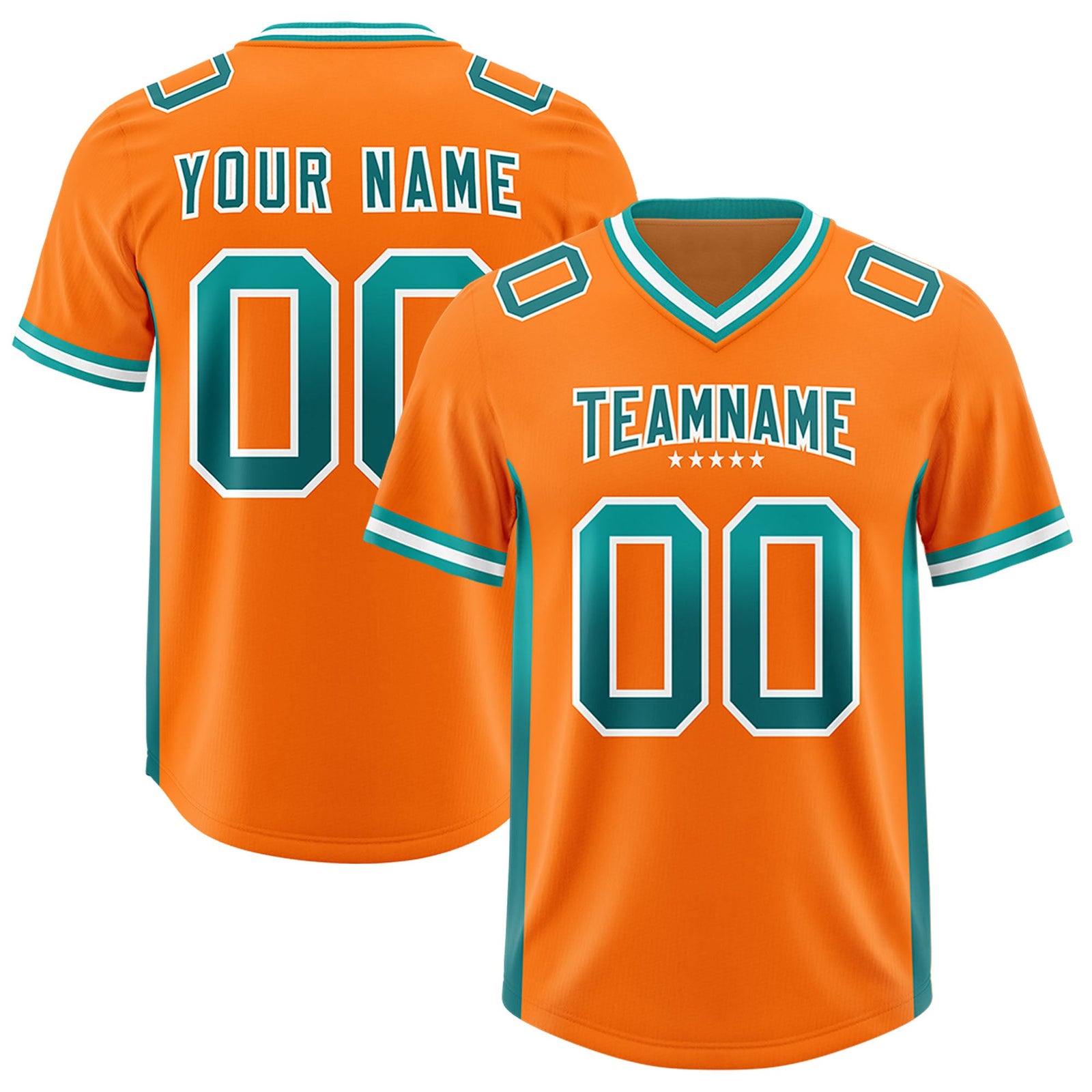 Custom Orange Aqua and Aqua Sides Gradient Fashion Personalized Team Football Jersey