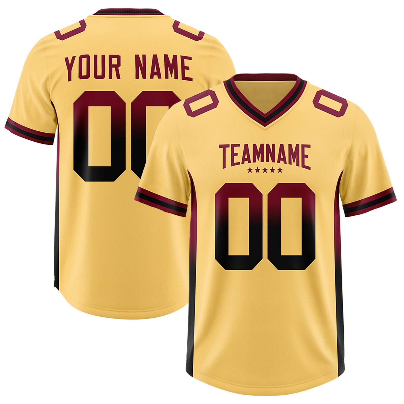 Custom Khaki Cardinal and Black Sides Gradient Fashion Personalized Team Football Jersey