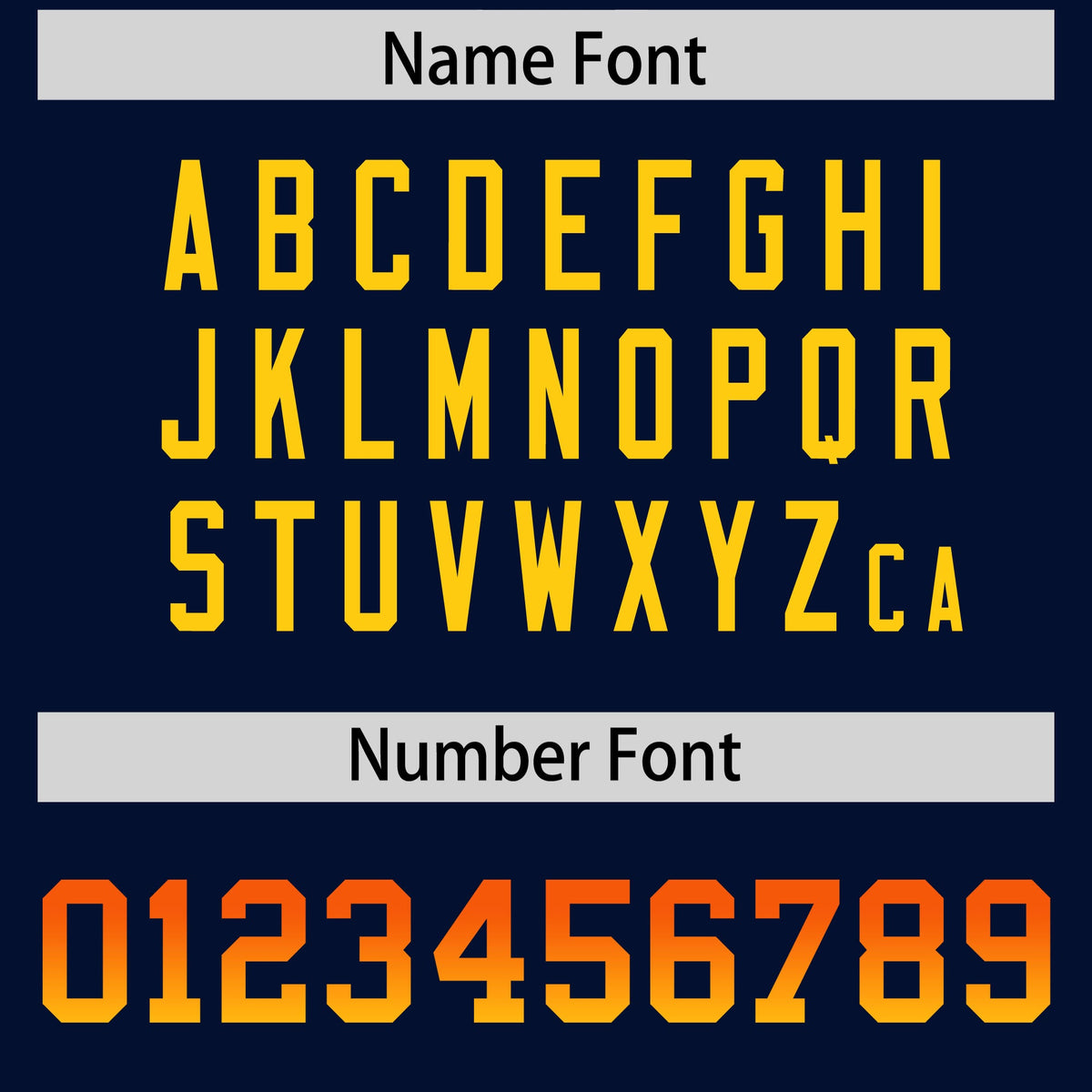 Custom Navy Orange and Gold Sides Gradient Fashion Personalized Team Football Jersey