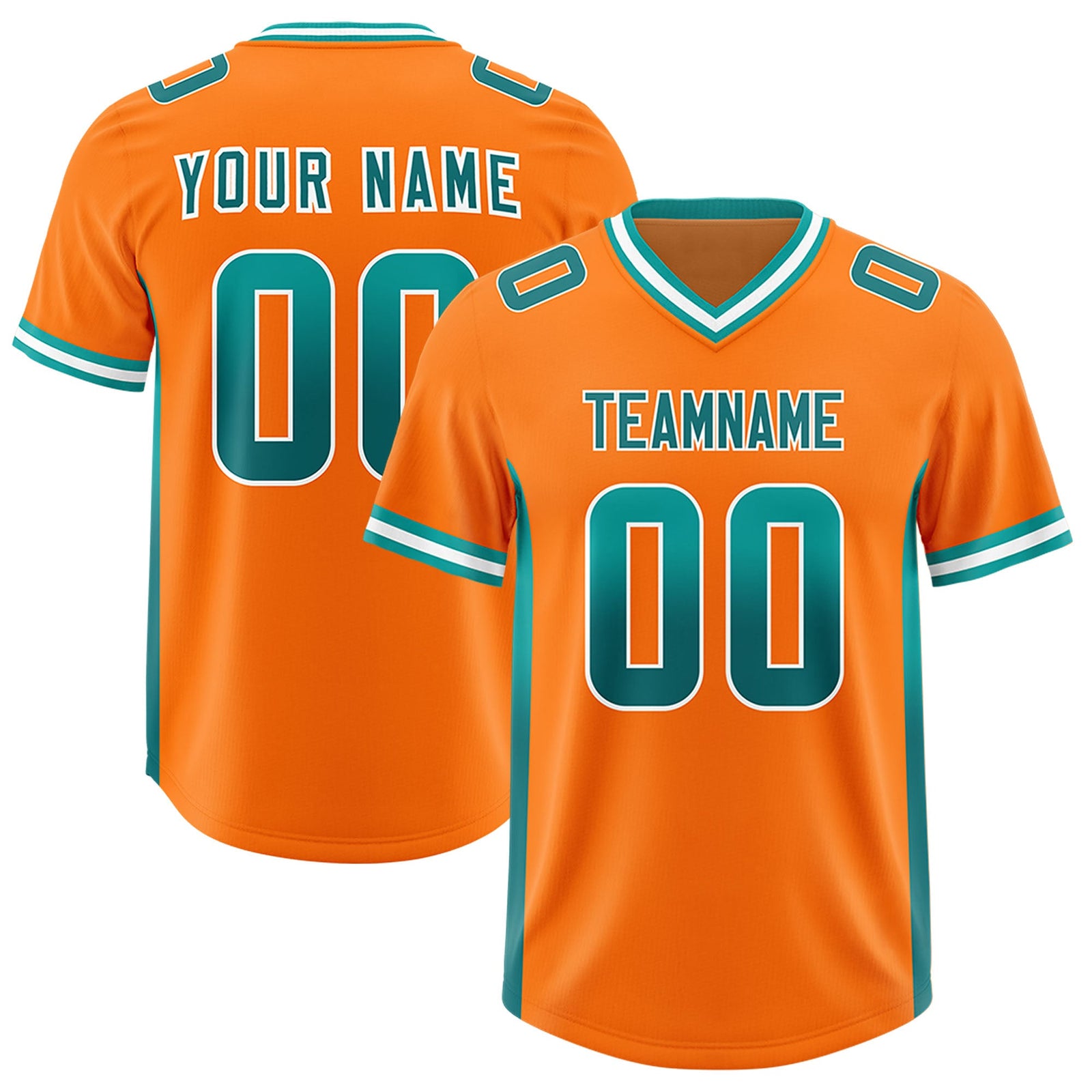 Custom Orange Aqua and Aqua Sides Gradient Fashion Personalized Team Football Jersey