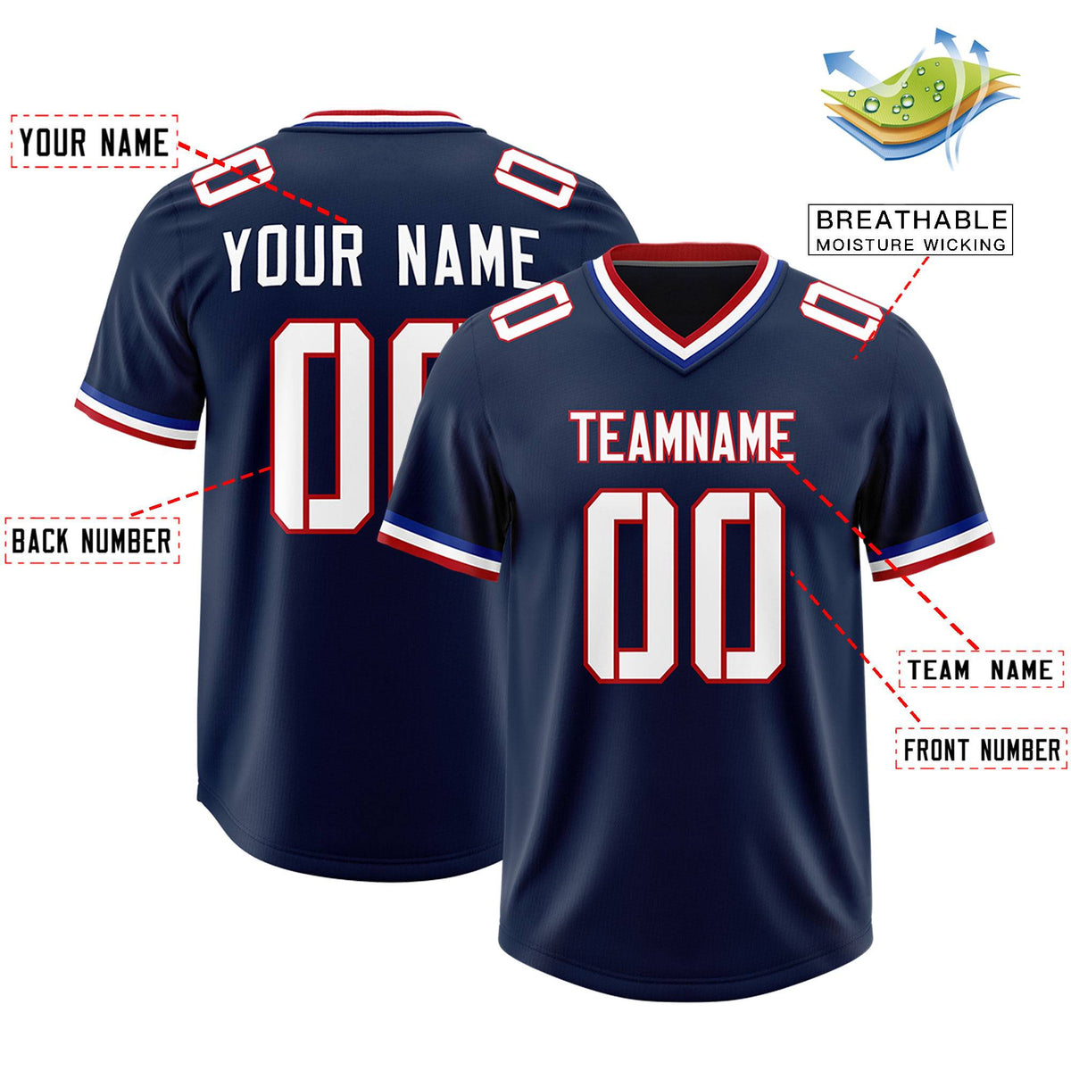 Custom Navy Classic Style American Football Jerseys