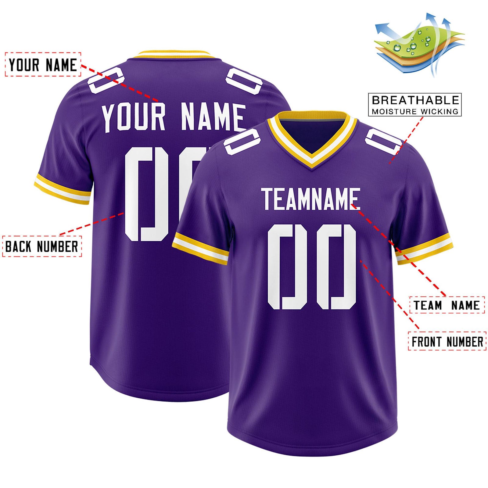 Custom Purple Classic Style American Football Jerseys