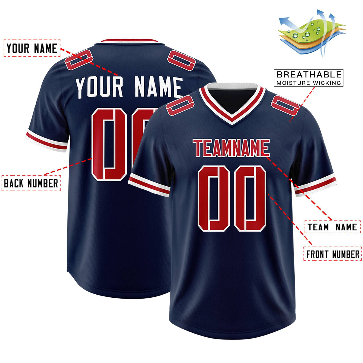 Custom Navy Classic Style American Football Jerseys
