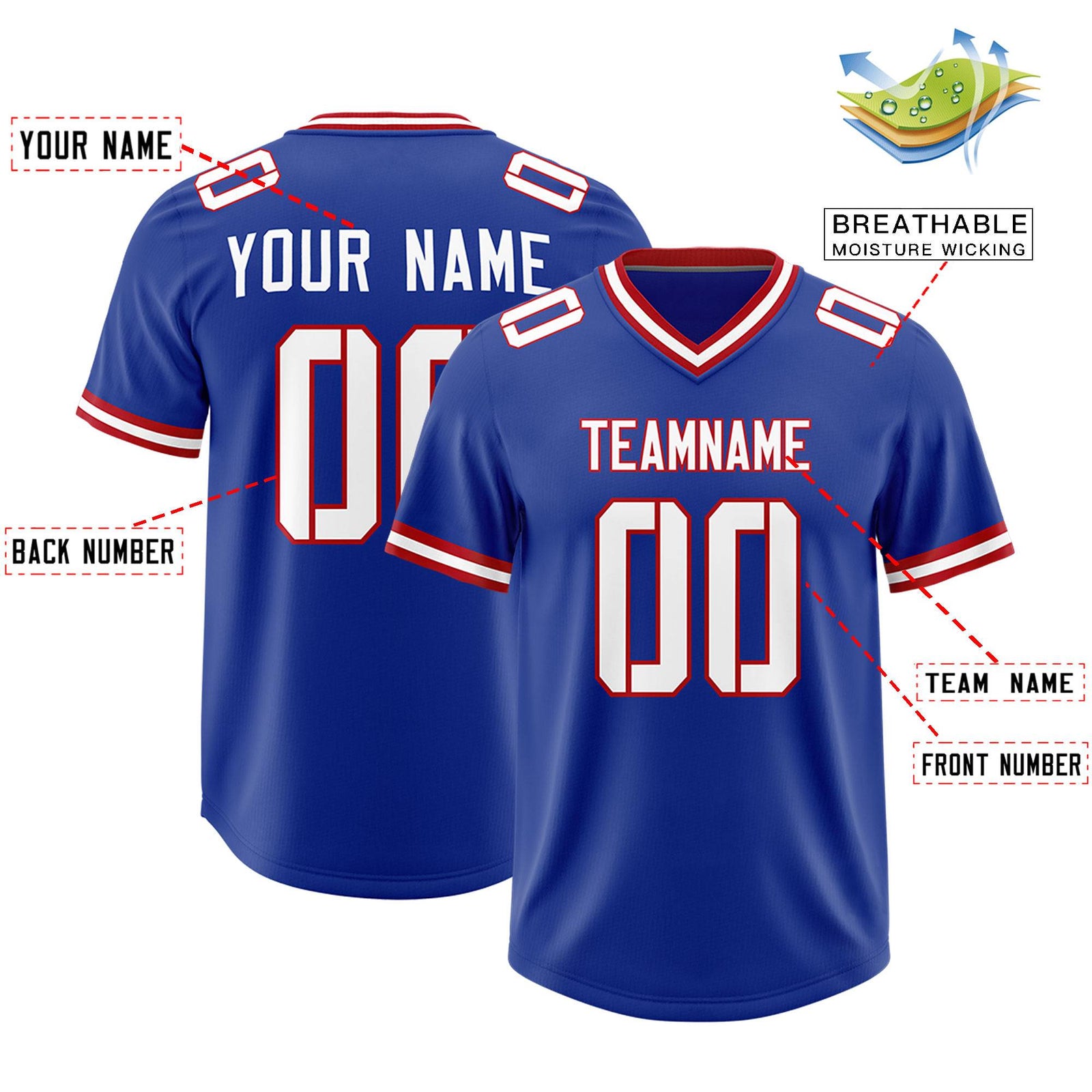 Custom Royal Classic Style American Football Jerseys