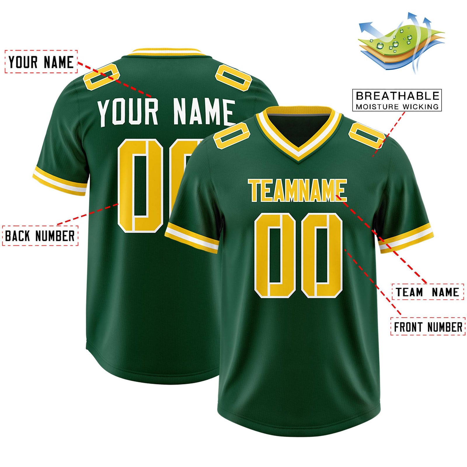 Custom Green Classic Style American Football Jerseys