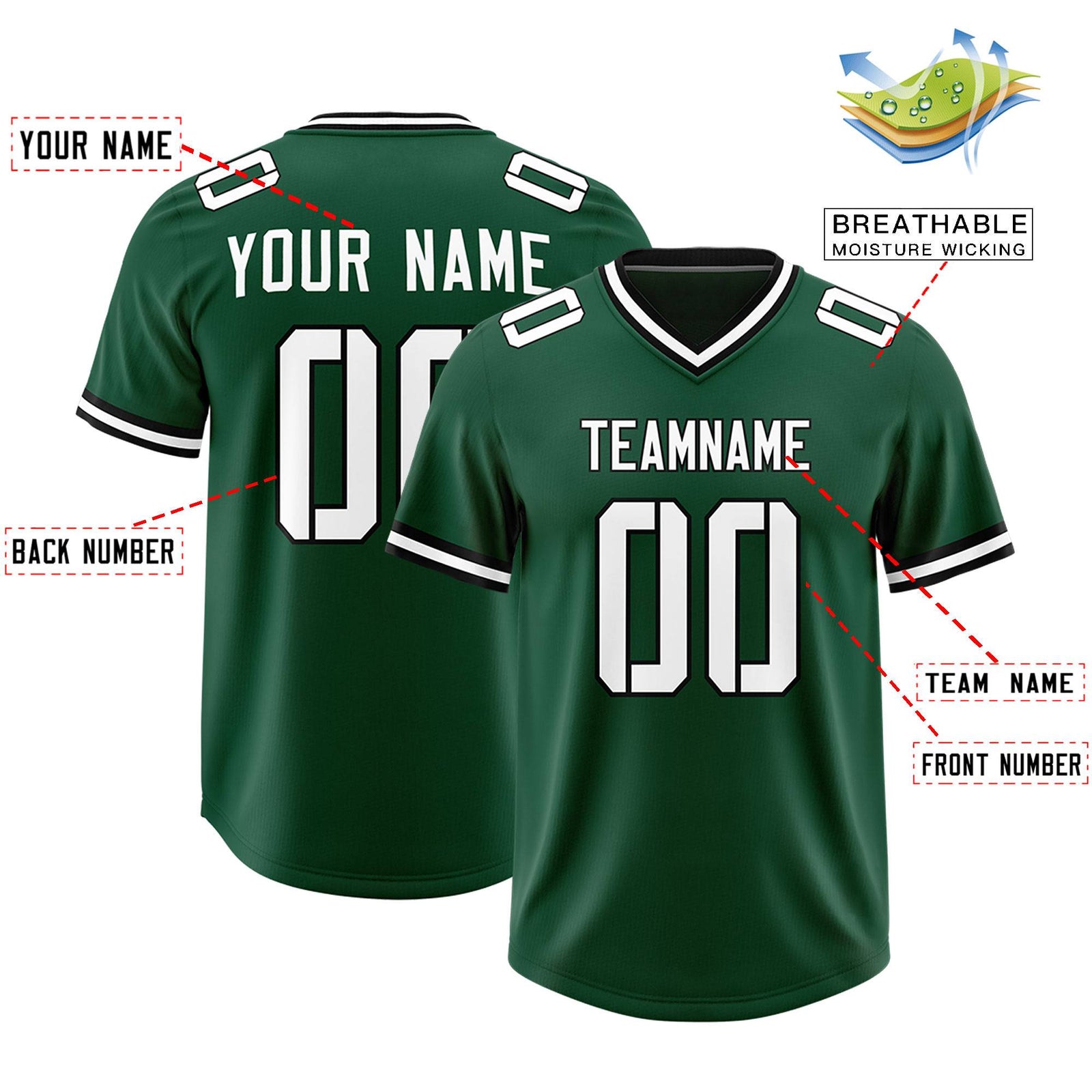 Custom Green Classic Style American Football Jerseys