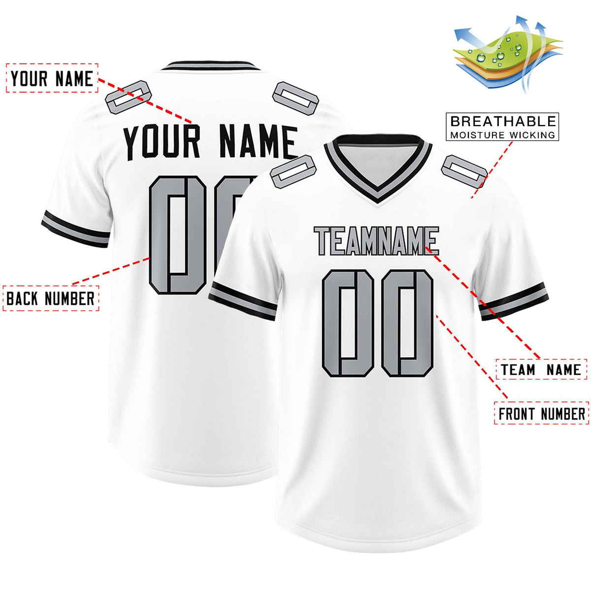 Custom White Classic Style American Football Jerseys
