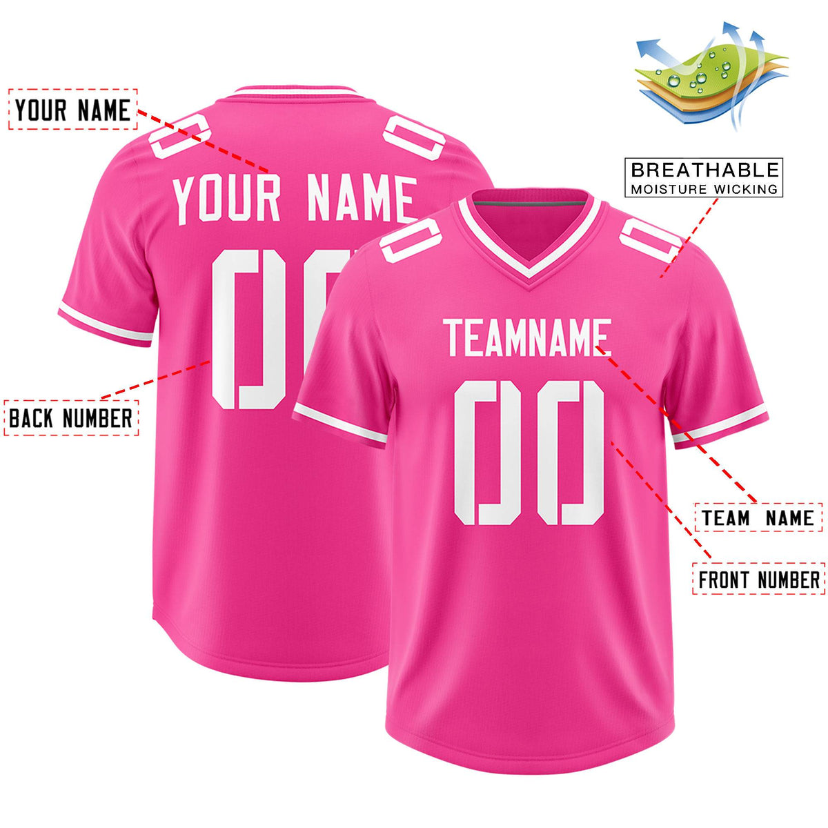 Custom Pink Classic Style American Football Jerseys