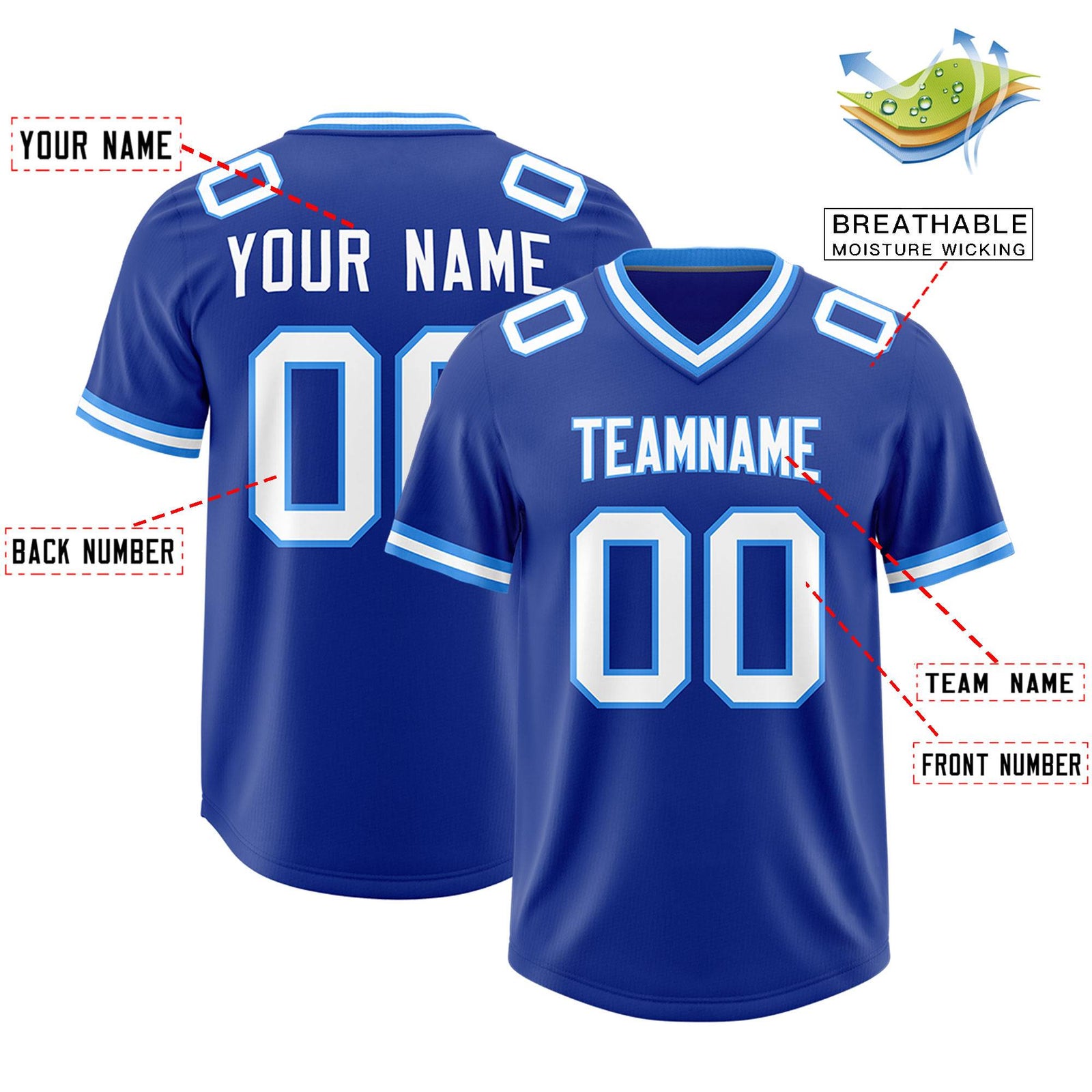 Custom Royal Classic Style American Football Jerseys