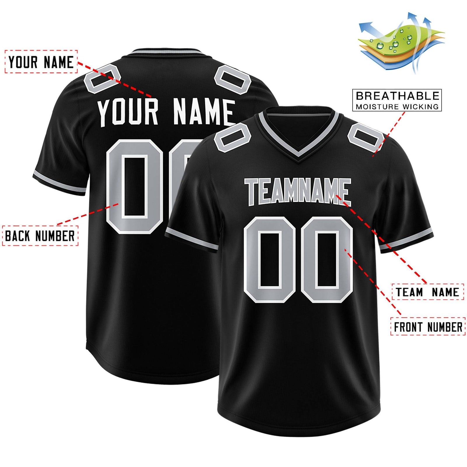 Custom Black Classic Style American Football Jerseys