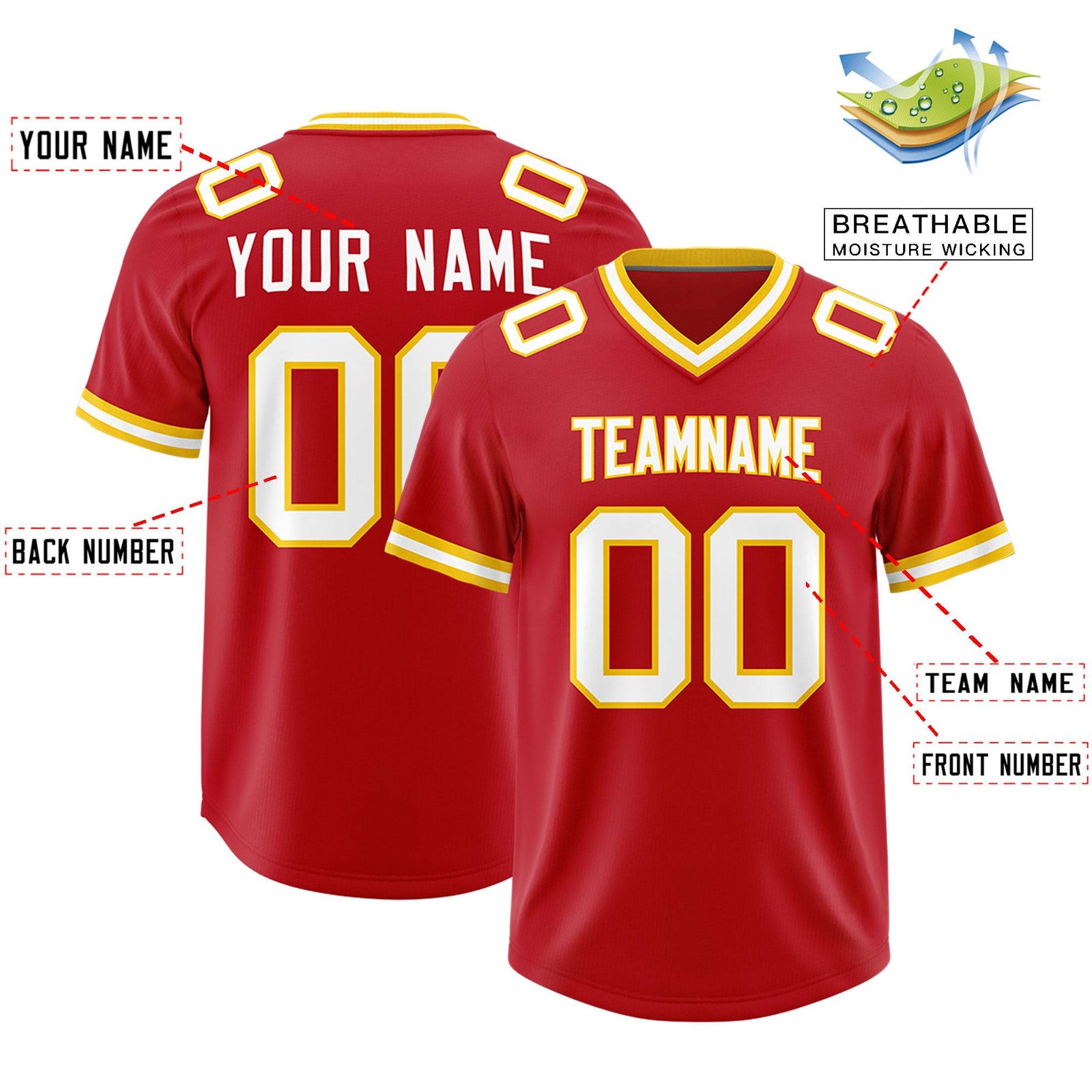Custom Red Classic Style American Football Jerseys