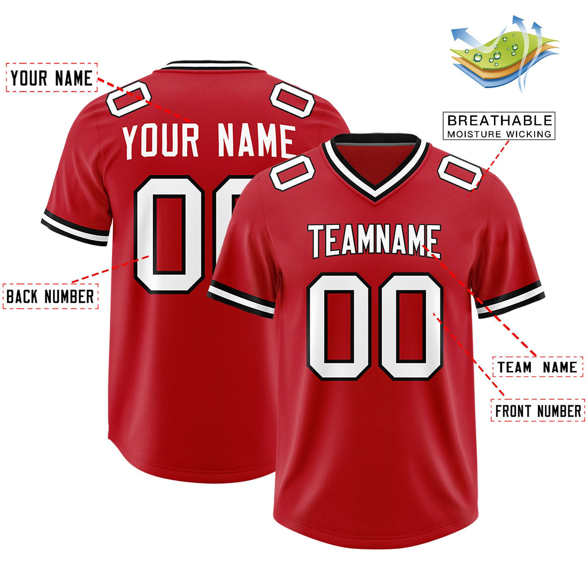 Custom Red Classic Style American Football Jerseys