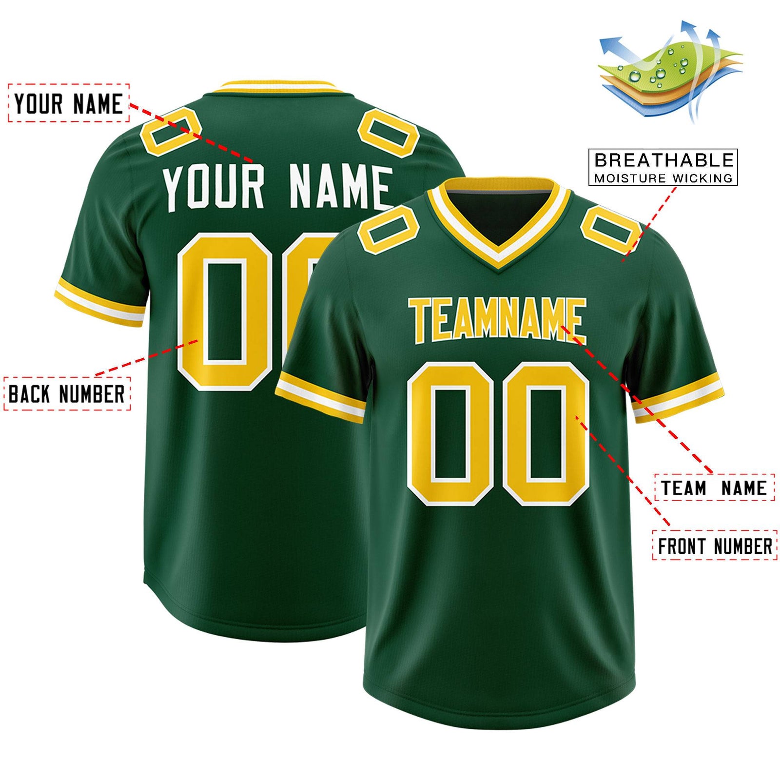 Custom Green Classic Style American Football Jerseys