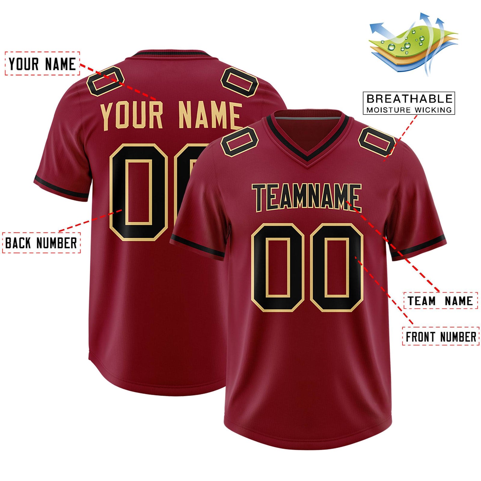 Custom Crimson Classic Style American Football Jerseys